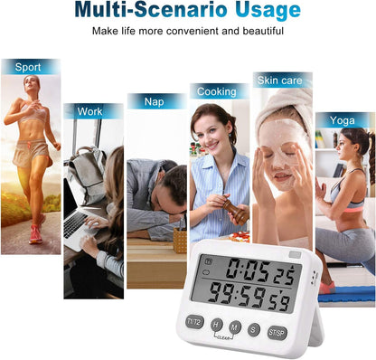 Pomodoro 25, 5 Minute Adjustable Productivity Timer White