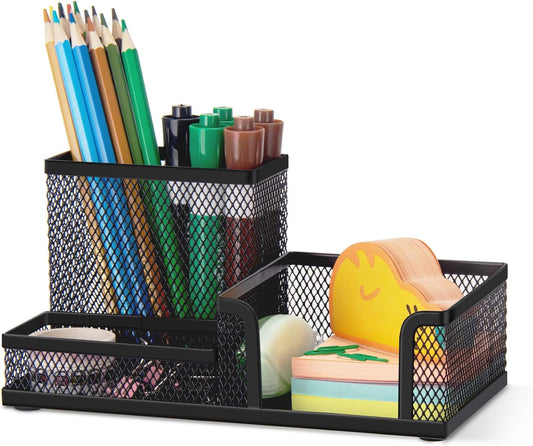 Mesh Pen Holder, Desk Organizer for Home Office, Black