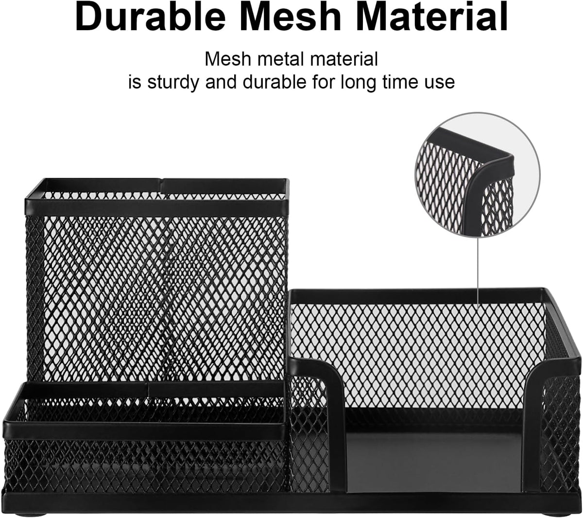 Mesh Pen Holder, Desk Organizer for Home Office, Black