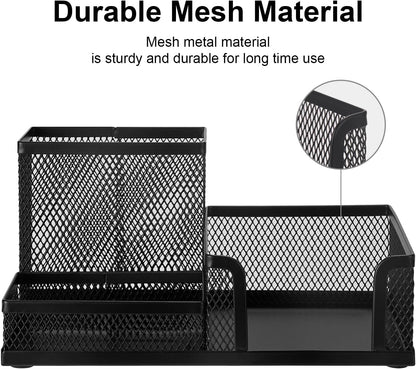 Mesh Pen Holder, Desk Organizer for Home Office, Black
