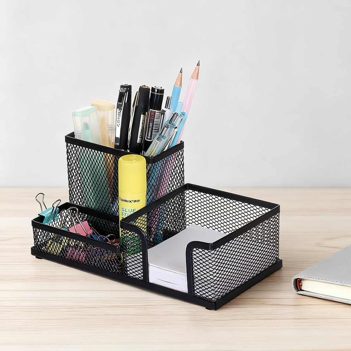 Mesh Pen Holder, Desk Organizer for Home Office, Black