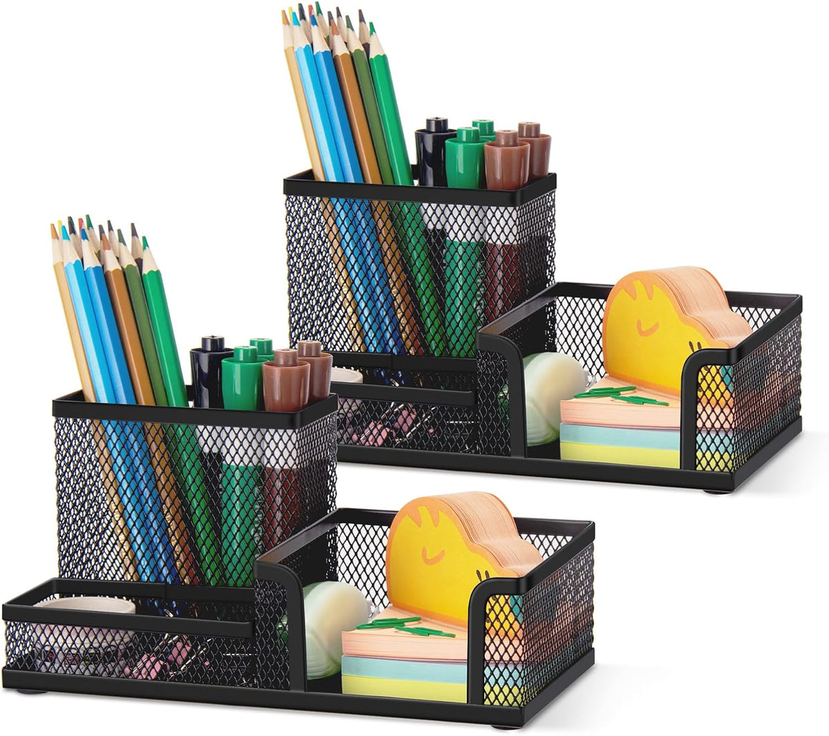 Mesh Pen Holder, Desk Organizer for Home Office, Black