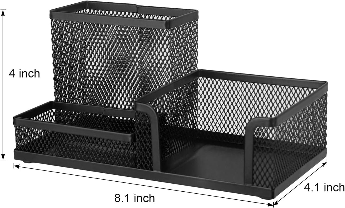 Mesh Pen Holder, Desk Organizer for Home Office, Black