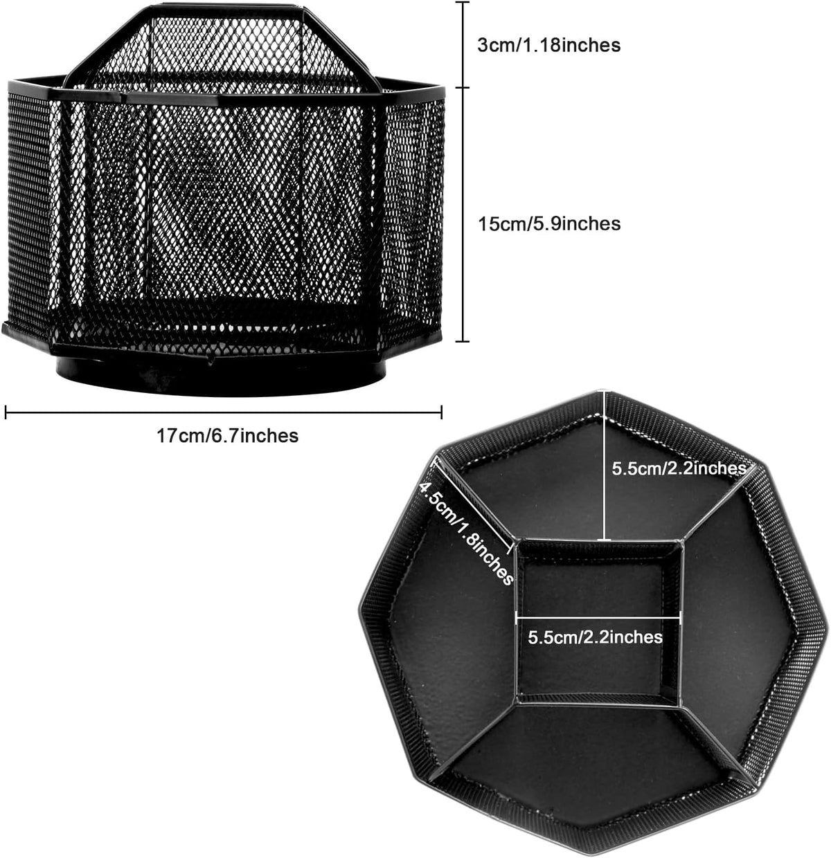 Mesh Pen Holder, Desk Organizer for Home Office, Black