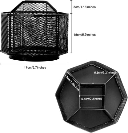 Mesh Pen Holder, Desk Organizer for Home Office, Black