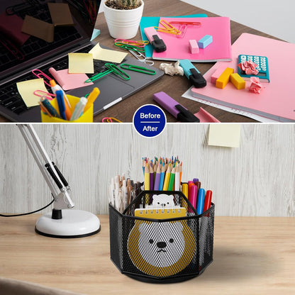 Mesh Pen Holder, Desk Organizer for Home Office, Black