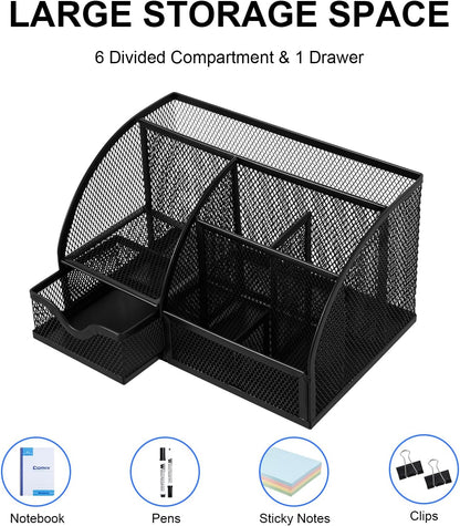 Mesh Pen Holder, Desk Organizer for Home Office, Black