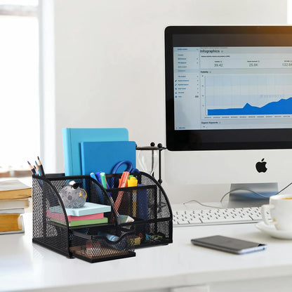 Mesh Pen Holder, Desk Organizer for Home Office, Black