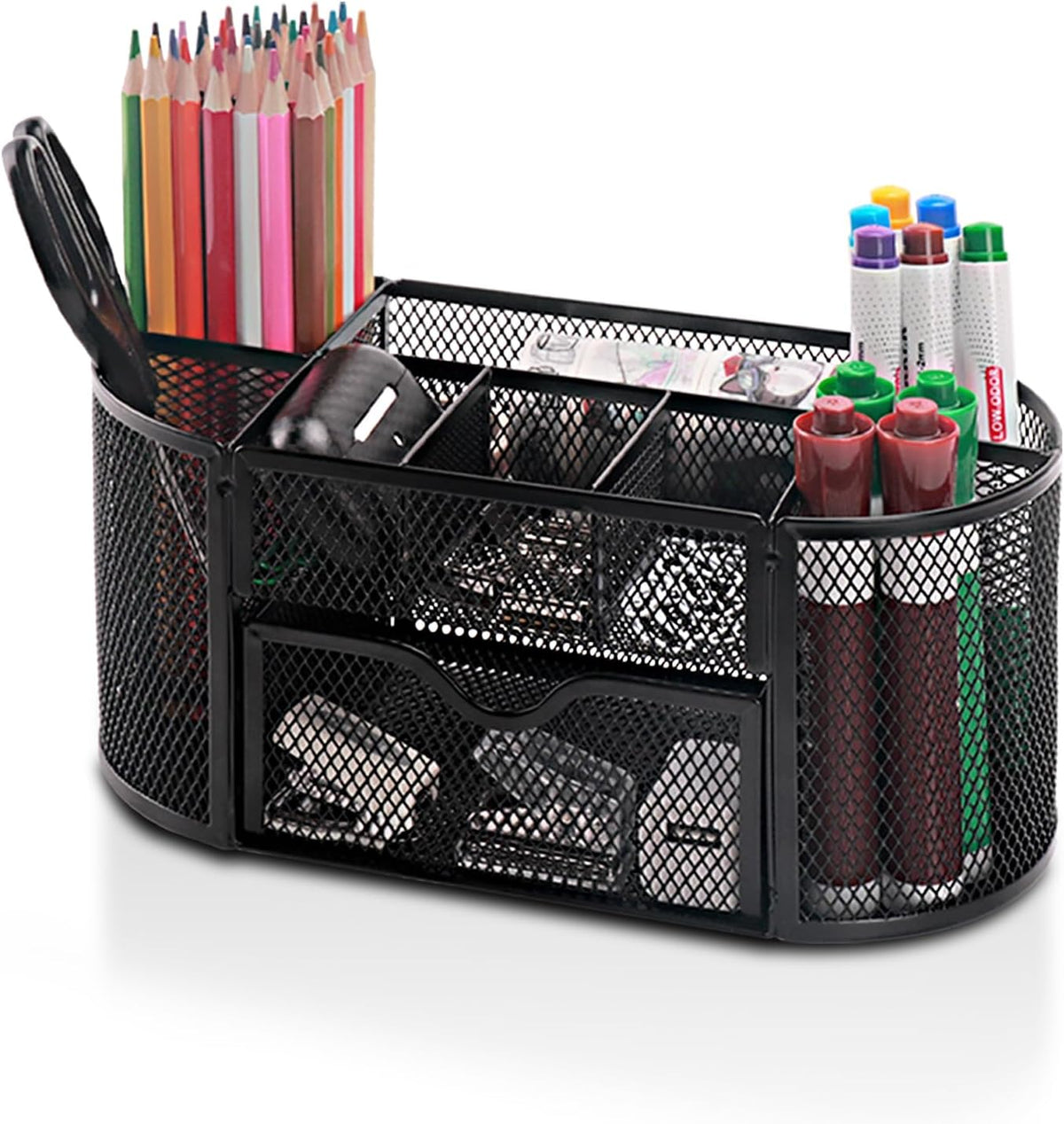 Mesh Pen Holder, Desk Organizer for Home Office, Black