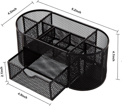 Mesh Pen Holder, Desk Organizer for Home Office, Black