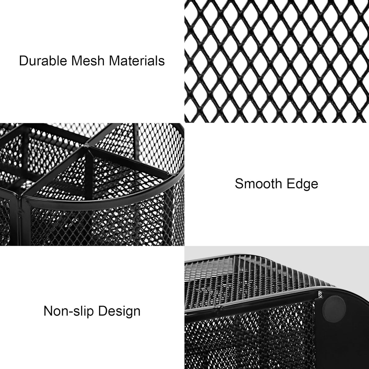 Mesh Pen Holder, Desk Organizer for Home Office, Black