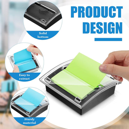 Pop Up Sticky Note Dispenser, 27 Pcs 3x3 in Self Stick Pads, Black