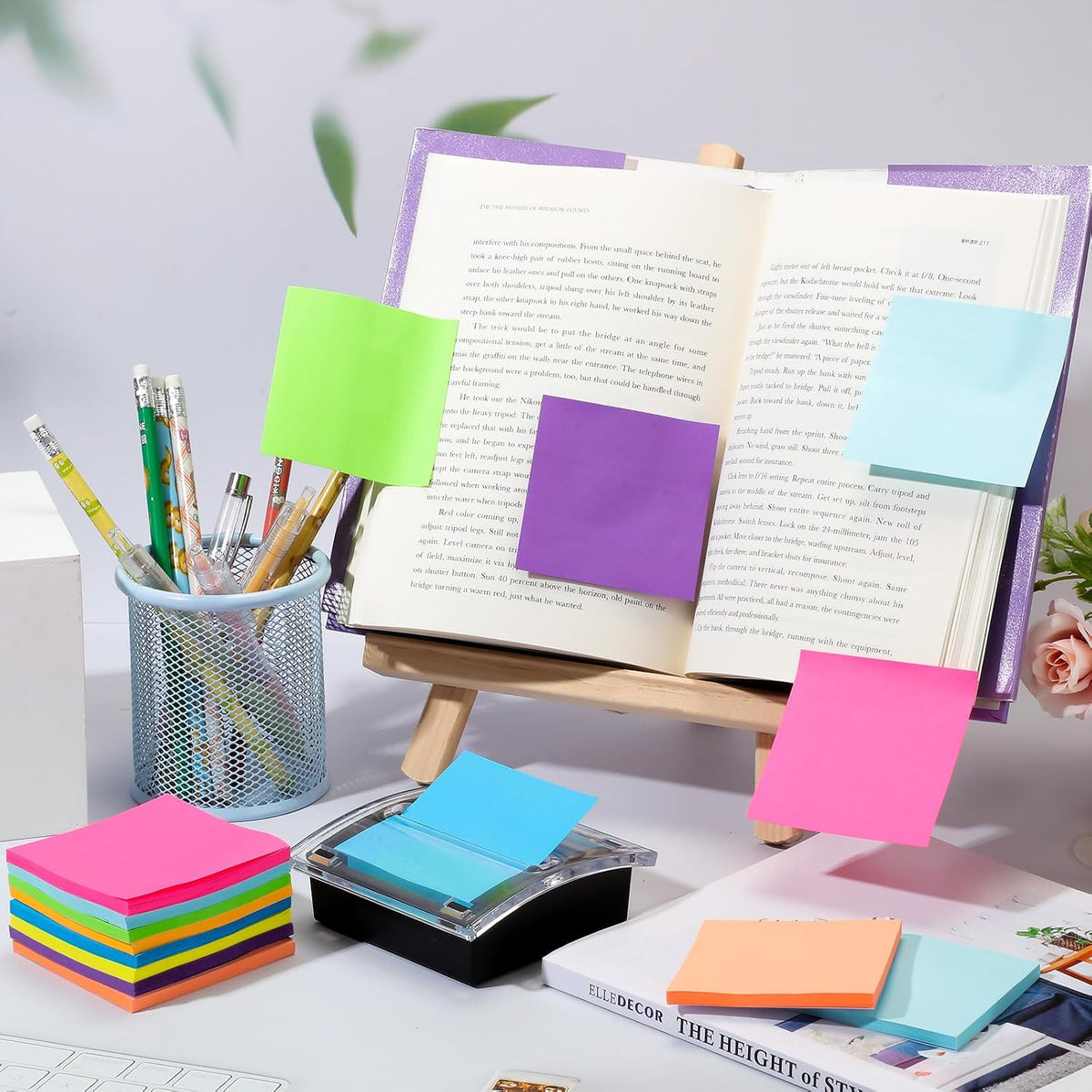 Pop Up Sticky Note Dispenser, 27 Pcs 3x3 in Self Stick Pads, Black