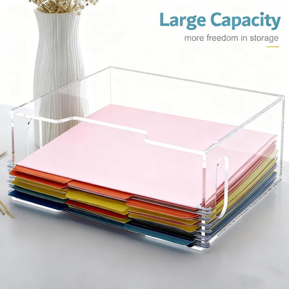 Acrylic Hanging File Organizer Box with Handles, Letter Size