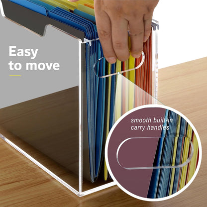 Acrylic Hanging File Organizer Box with Handles, Letter Size
