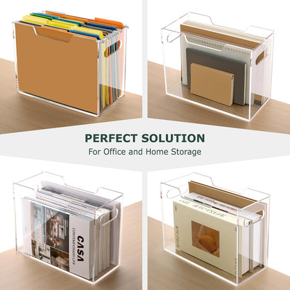 Acrylic Hanging File Organizer Box with Handles, Letter Size