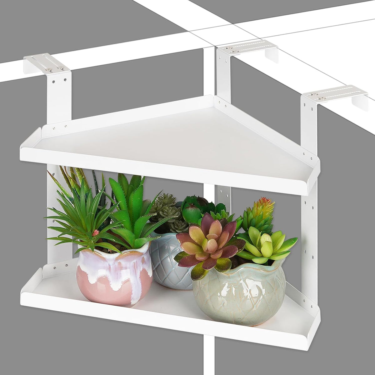 11 Inch 2-Tier Hanging Cubicle Shelf with Adjustable Hooks, Metal Organizer