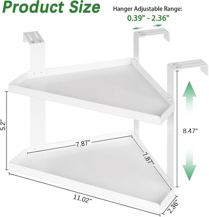 11 Inch 2-Tier Hanging Cubicle Shelf with Adjustable Hooks, Metal Organizer
