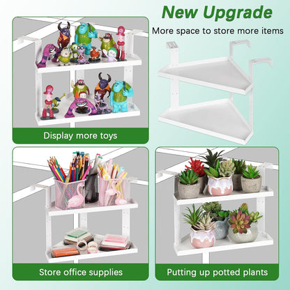 11 Inch 2-Tier Hanging Cubicle Shelf with Adjustable Hooks, Metal Organizer