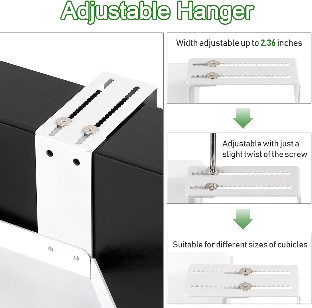 11 Inch 2-Tier Hanging Cubicle Shelf with Adjustable Hooks, Metal Organizer