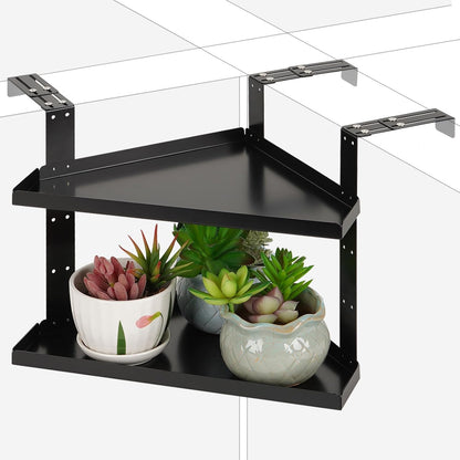 11 Inch 2-Tier Hanging Cubicle Shelf with Adjustable Hooks, Metal Organizer