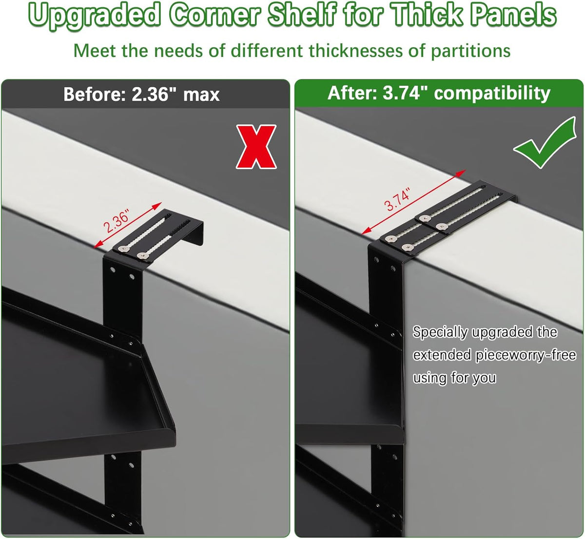 11 Inch 2-Tier Hanging Cubicle Shelf with Adjustable Hooks, Metal Organizer