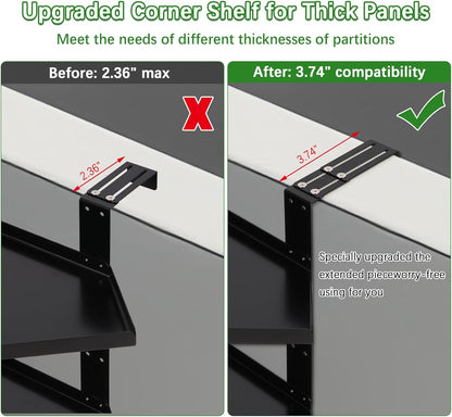 11 Inch 2-Tier Hanging Cubicle Shelf with Adjustable Hooks, Metal Organizer