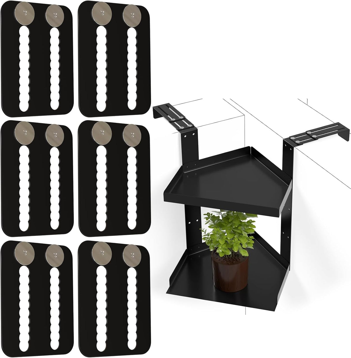 11 Inch 2-Tier Hanging Cubicle Shelf with Adjustable Hooks, Metal Organizer