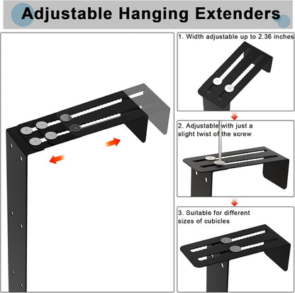 11 Inch 2-Tier Hanging Cubicle Shelf with Adjustable Hooks, Metal Organizer