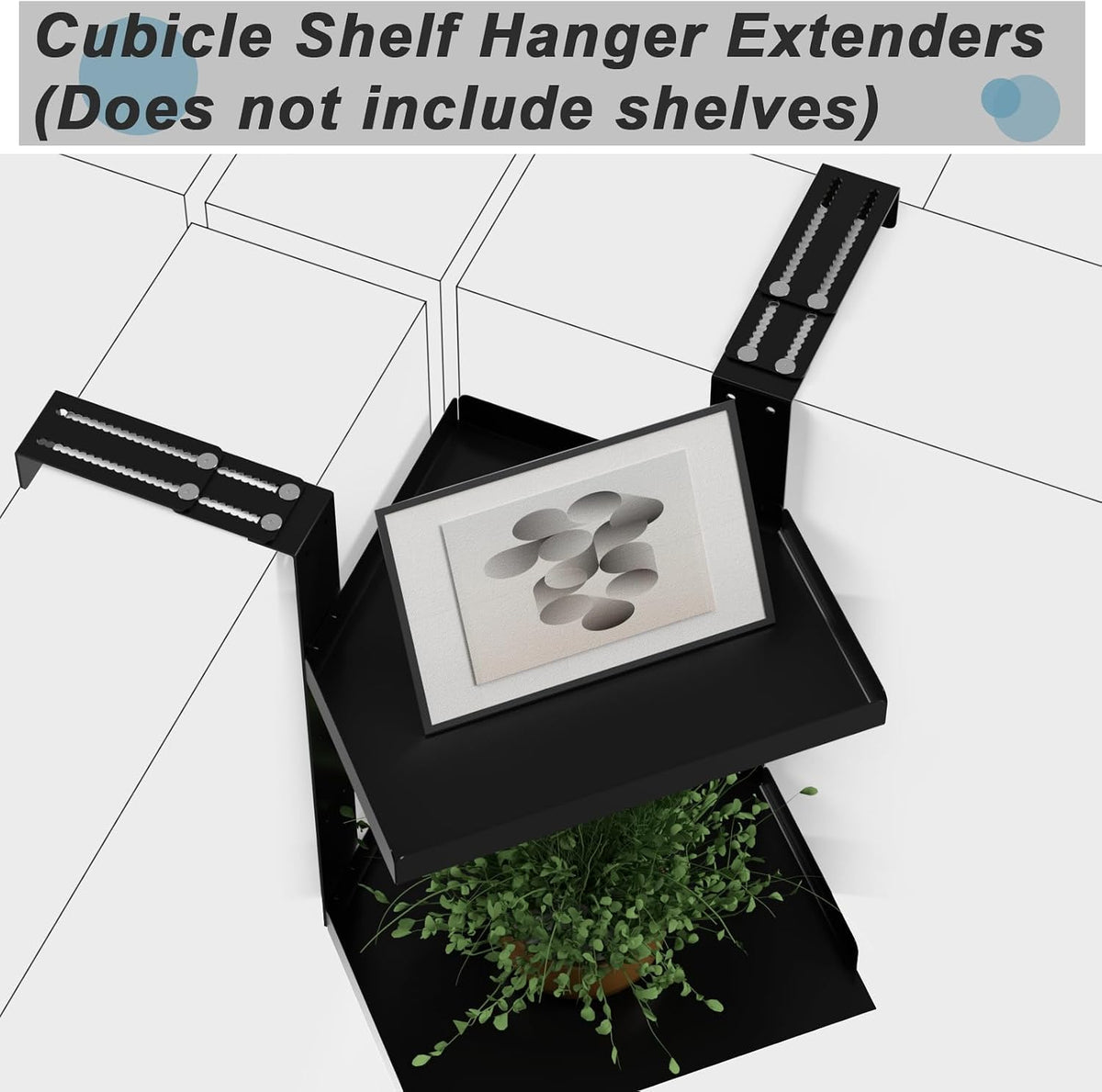 11 Inch 2-Tier Hanging Cubicle Shelf with Adjustable Hooks, Metal Organizer
