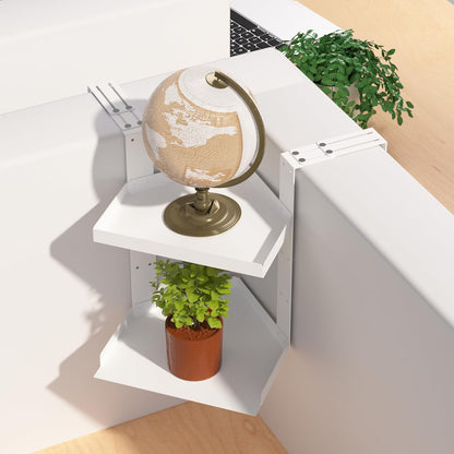 11 Inch 2-Tier Hanging Cubicle Shelf with Adjustable Hooks, Metal Organizer