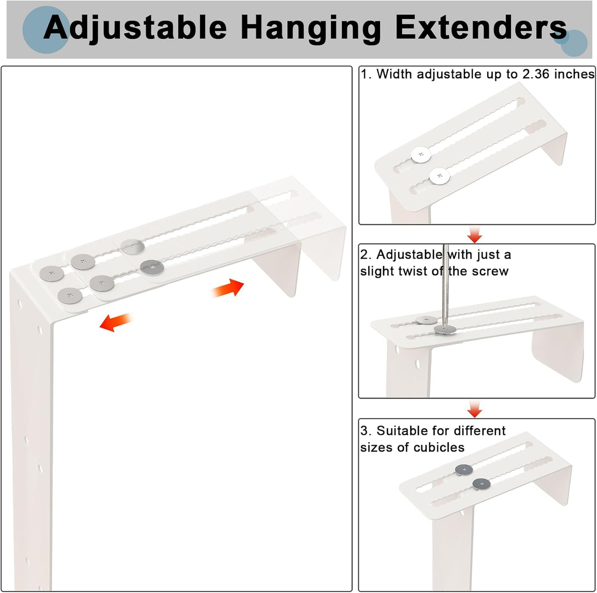 11 Inch 2-Tier Hanging Cubicle Shelf with Adjustable Hooks, Metal Organizer