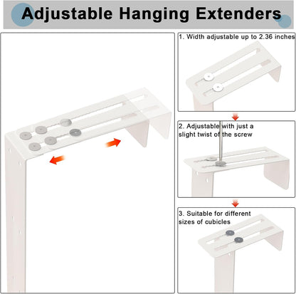 11 Inch 2-Tier Hanging Cubicle Shelf with Adjustable Hooks, Metal Organizer