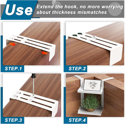11 Inch 2-Tier Hanging Cubicle Shelf with Adjustable Hooks, Metal Organizer