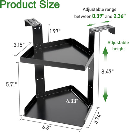 11 Inch 2-Tier Hanging Cubicle Shelf with Adjustable Hooks, Metal Organizer