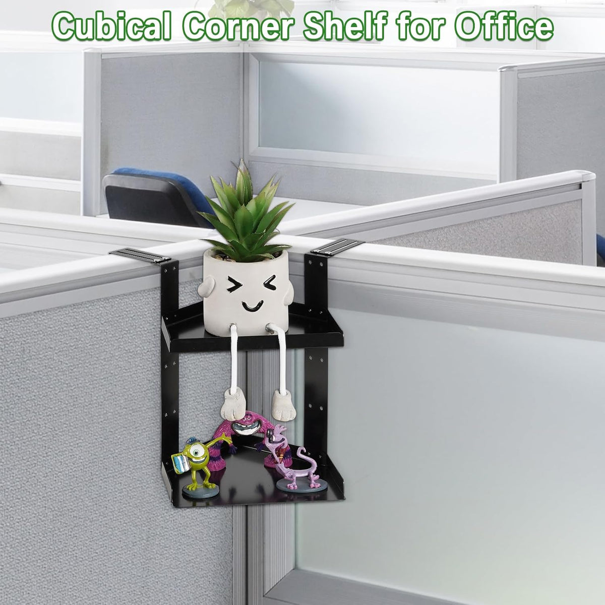 11 Inch 2-Tier Hanging Cubicle Shelf with Adjustable Hooks, Metal Organizer