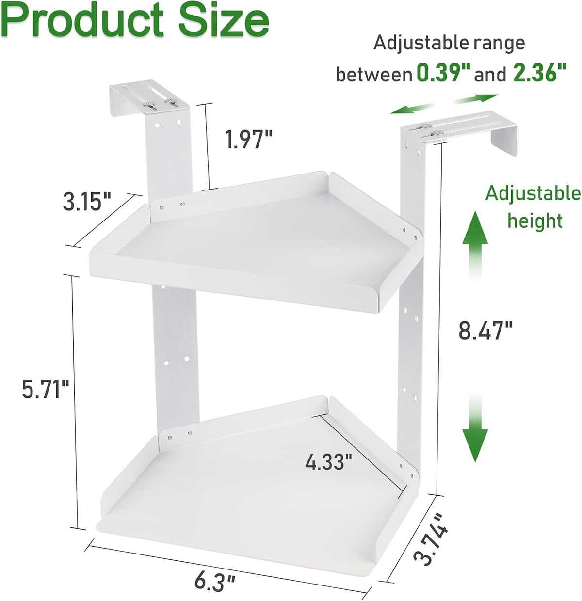 11 Inch 2-Tier Hanging Cubicle Shelf with Adjustable Hooks, Metal Organizer
