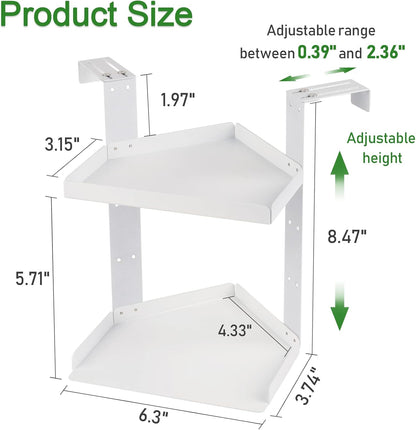 11 Inch 2-Tier Hanging Cubicle Shelf with Adjustable Hooks, Metal Organizer