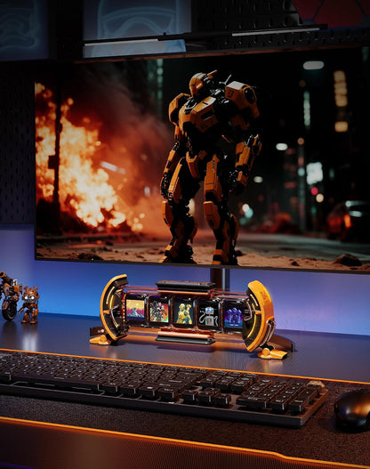 Times Gate - Cyberpunk Gaming Setup Digital Alarm Clock, Smart APP, WiFi Connect, RGB LED Display, Personalized Financial & Bitcoin Dashboard, Pixel Art for Gaming Room & Office Decor, Silver