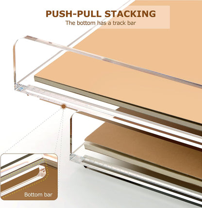 2 Pack- Stackable Paper Letter Tray, A4 File Tray Desk Organizer, Acrylic