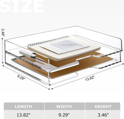 2 Pack- Stackable Paper Letter Tray, A4 File Tray Desk Organizer, Acrylic