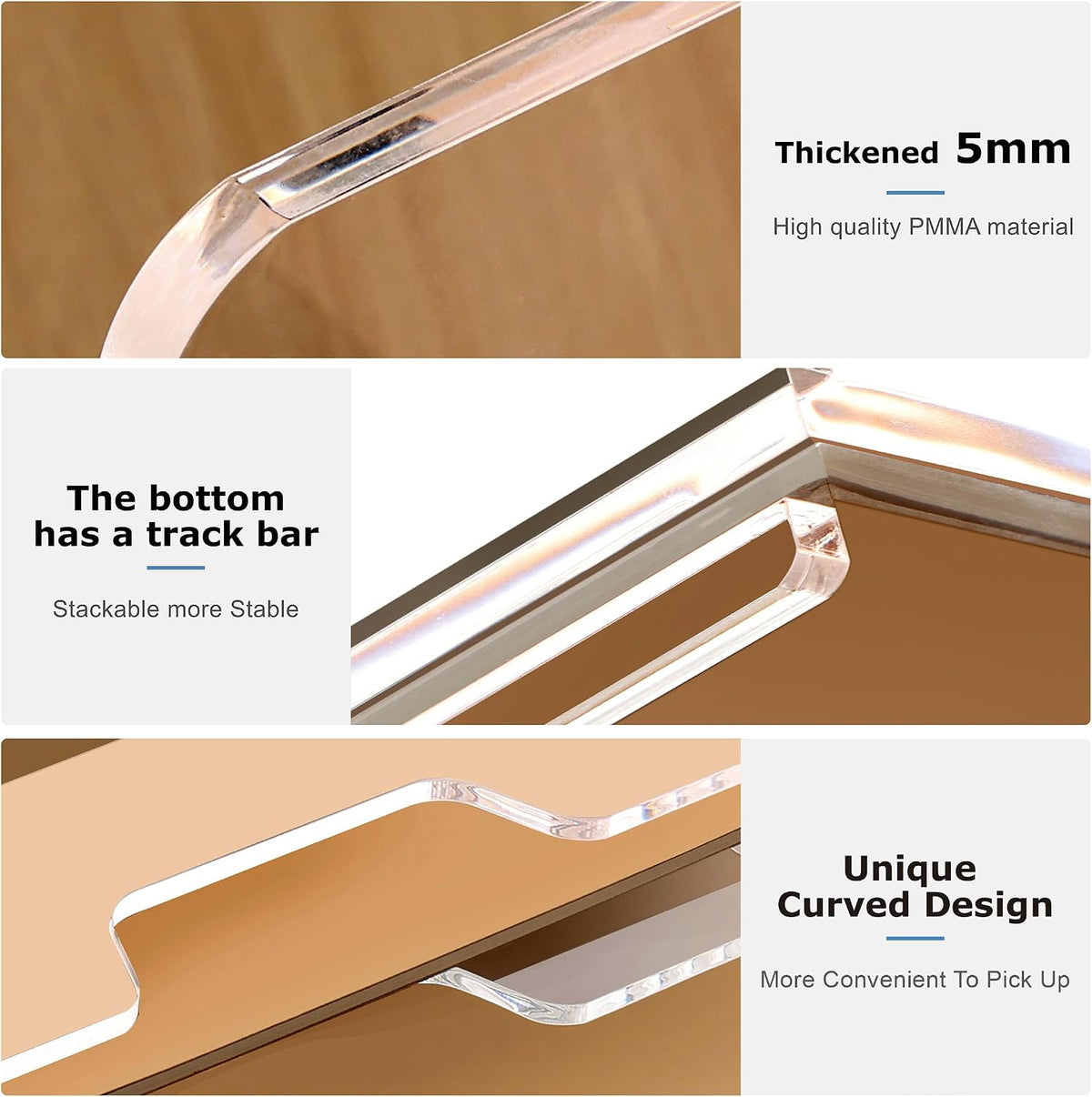 2 Pack- Stackable Paper Letter Tray, A4 File Tray Desk Organizer, Acrylic