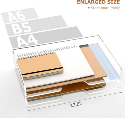 2 Pack- Stackable Paper Letter Tray, A4 File Tray Desk Organizer, Acrylic