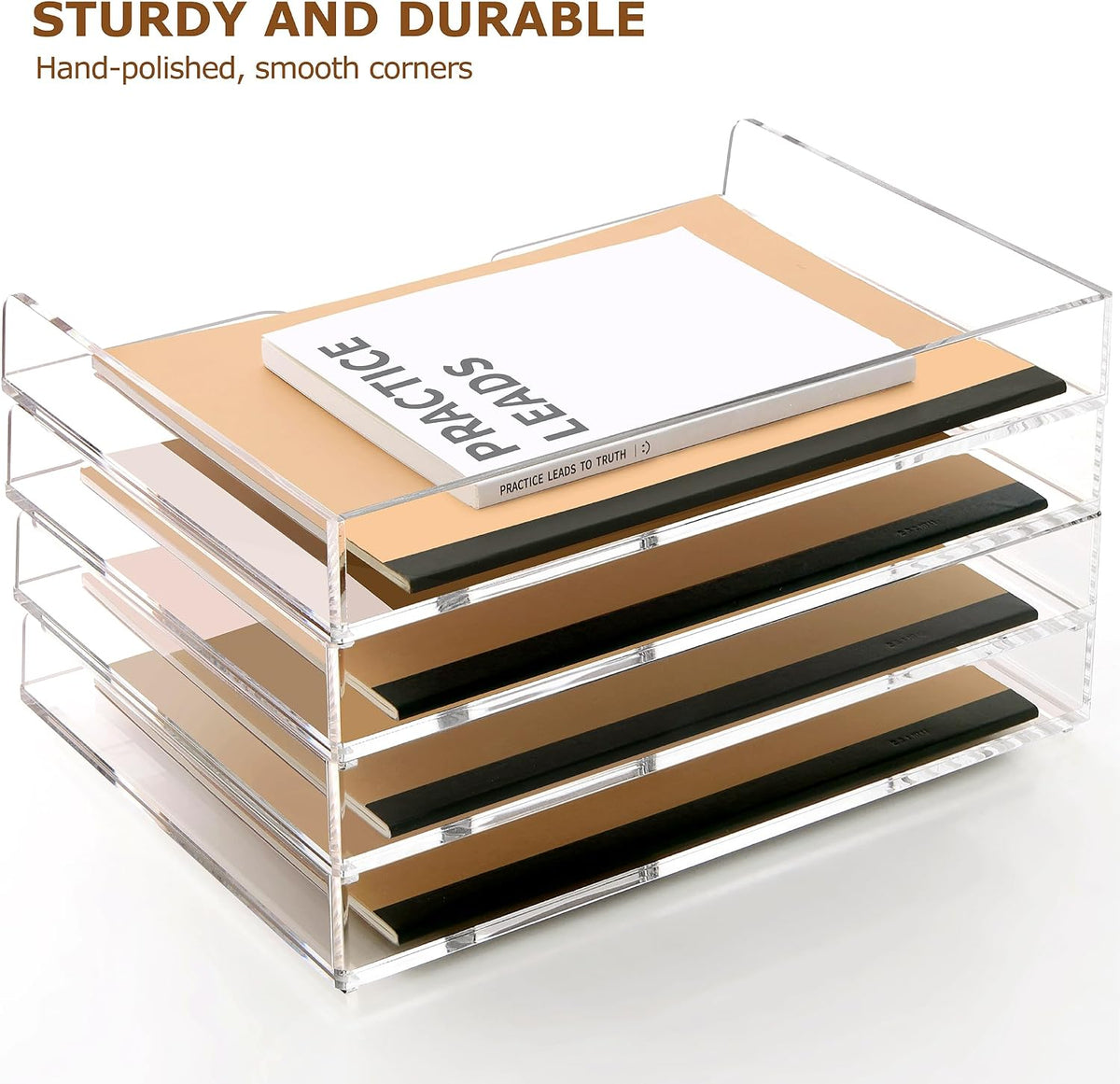 2 Pack- Stackable Paper Letter Tray, A4 File Tray Desk Organizer, Acrylic