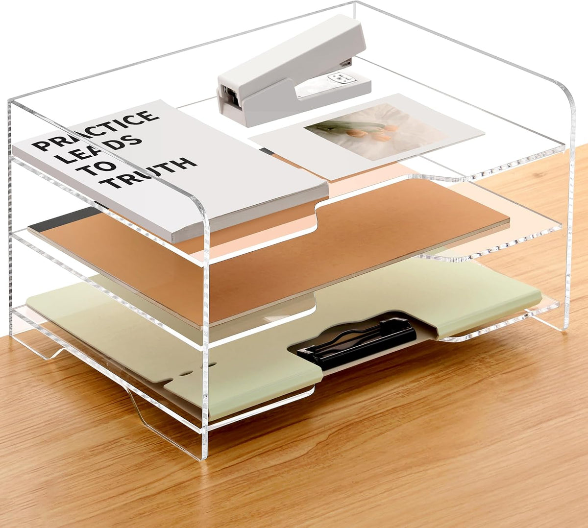 2 Pack- Stackable Paper Letter Tray, A4 File Tray Desk Organizer, Acrylic