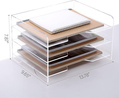 2 Pack- Stackable Paper Letter Tray, A4 File Tray Desk Organizer, Acrylic