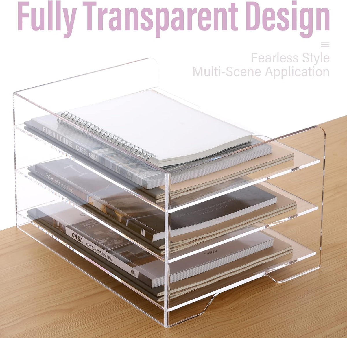 2 Pack- Stackable Paper Letter Tray, A4 File Tray Desk Organizer, Acrylic