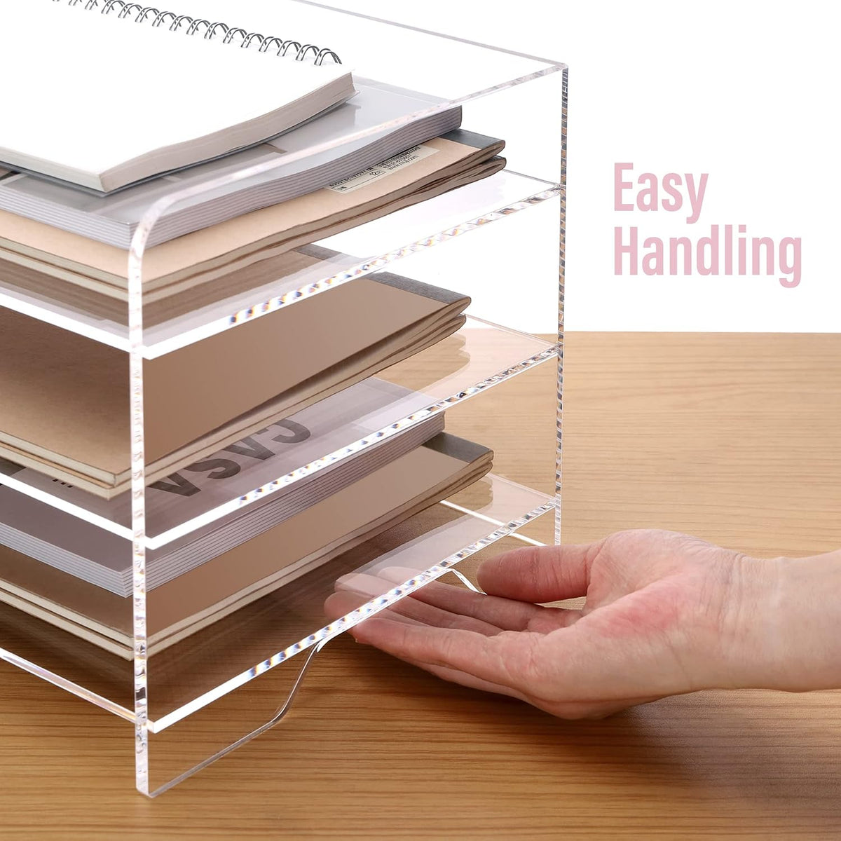 2 Pack- Stackable Paper Letter Tray, A4 File Tray Desk Organizer, Acrylic