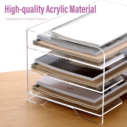 2 Pack- Stackable Paper Letter Tray, A4 File Tray Desk Organizer, Acrylic