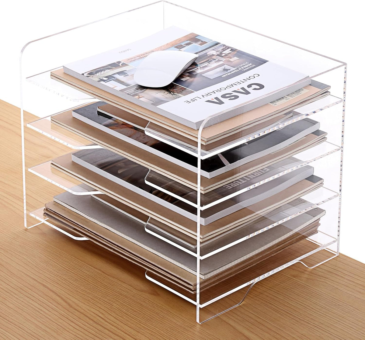 2 Pack- Stackable Paper Letter Tray, A4 File Tray Desk Organizer, Acrylic